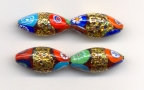 Klimt Topaz Ovals, 28x10mm Millefiori & Gold Gemmato